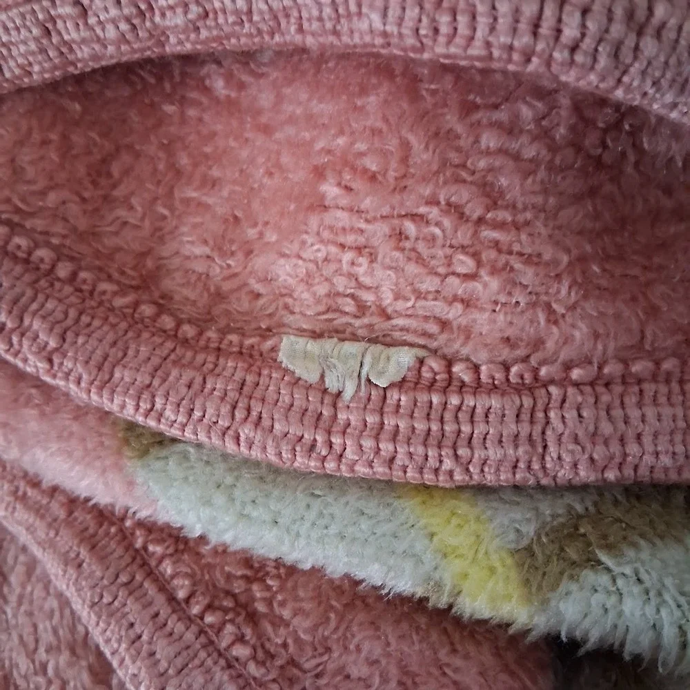 Vtg San Marcos Brown Bear Balloon Reversible Blanket Pink Yellow Soft‎ 40x50 Htf